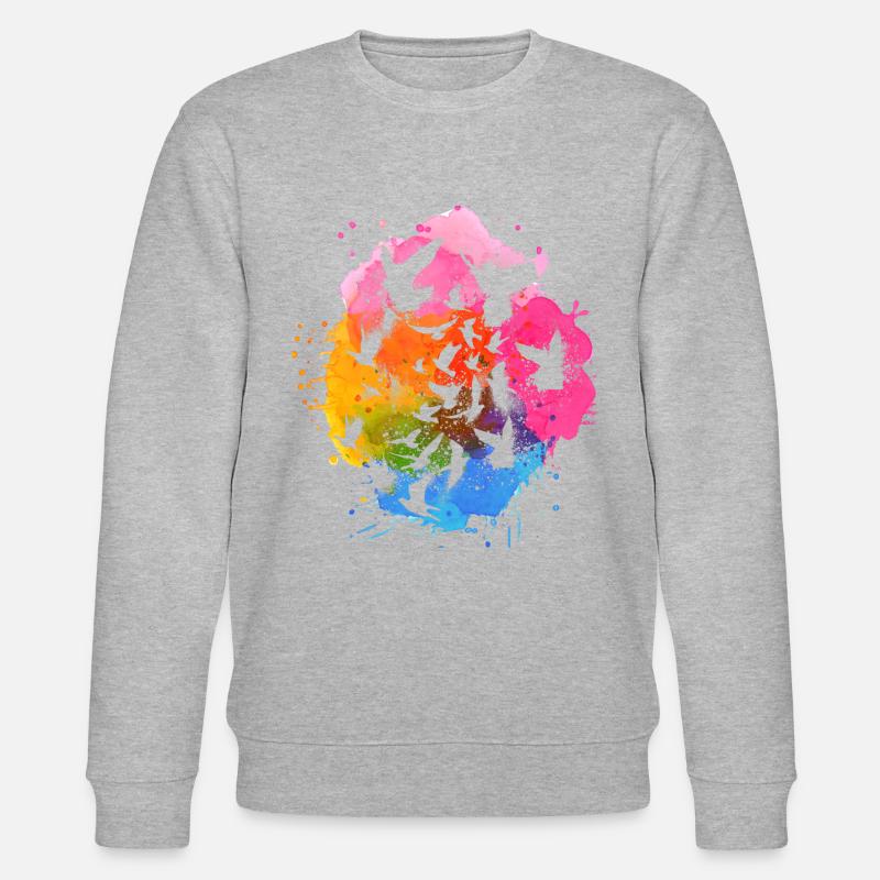 tauben,taube,vögel,vogelschwarm,bunt,graffiti, - Stanley/Stella Unisex Bio-Sweatshirt CHANGER - Grau meliert