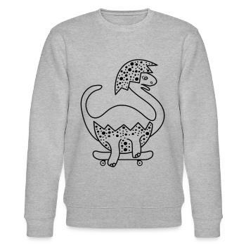 Brontosaurus Baby beim Skaten auf dem Skateboard! - Stanley/Stella Unisex Bio-Sweatshirt CHANGER  - Grau meliert - Vorne - Nik (191cm) & Marisol (170cm)