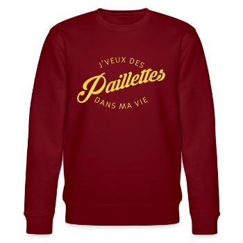 Goldener Glitzer - Stanley/Stella Unisex Bio-Sweatshirt CHANGER  - Burgunderrot - Vorne - Nik (191cm) & Marisol (170cm)