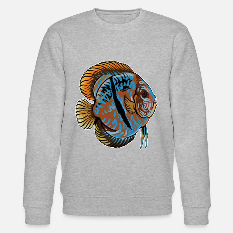 Diskusfisch Diskus Aquarianer Geschenk Aquarium - Stanley/Stella Unisex Bio-Sweatshirt CHANGER  - Grau meliert