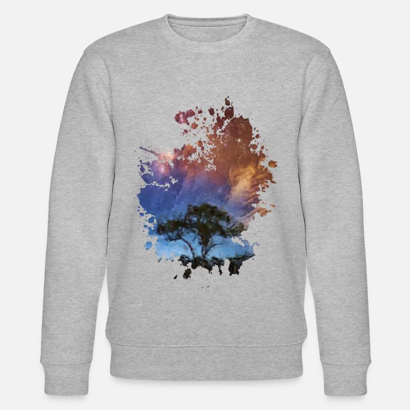 Baum bei Nacht - Stanley/Stella Unisex Bio-Sweatshirt CHANGER  - Grau meliert