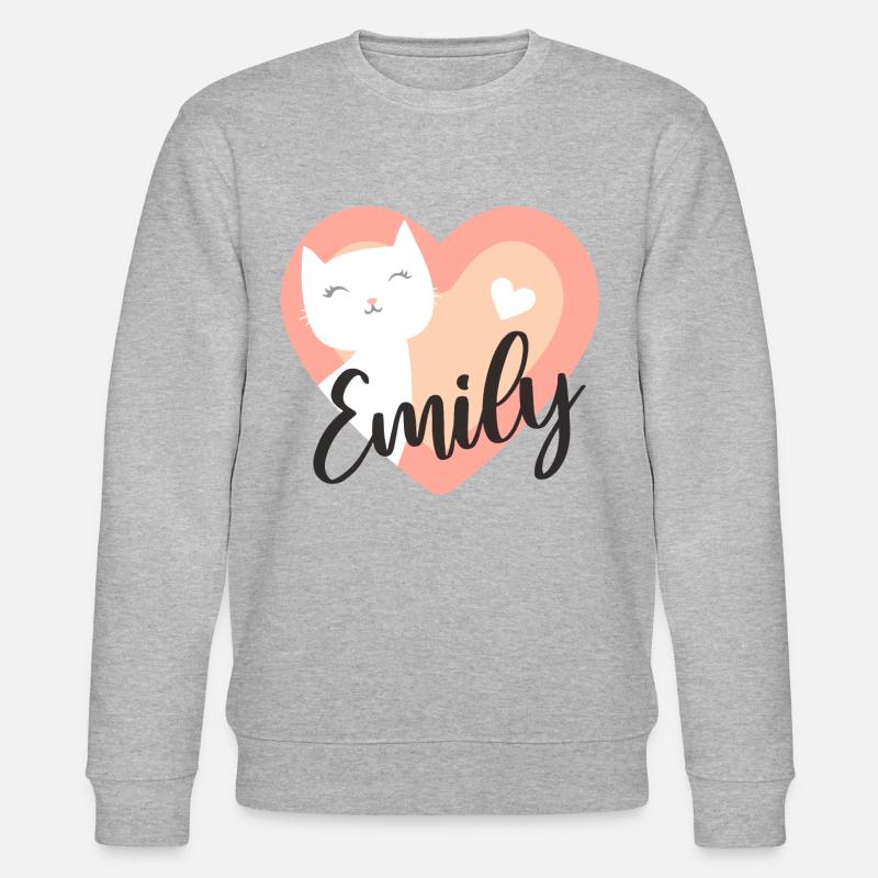 Emily Surname First Name Kitten - Stanley/Stella CHANGER Unisex Organic Sweatshirt - heather grey