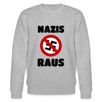 Anti Nazi Spruch - Stanley/Stella Unisex Bio-Sweatshirt CHANGER  - Grau meliert - Vorne - Nik (191cm) & Marisol (170cm)