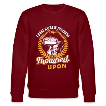 I Bake Because Punching People Frowned Upon Backen - Stanley/Stella Unisex Bio-Sweatshirt CHANGER  - Burgunderrot - Vorne - Nik (191cm) & Marisol (170cm)