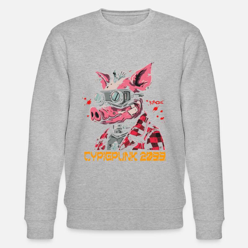 Cyber Cochon Punk - Sweat bio CHANGER Stanley/Stella Unisexe - gris chiné