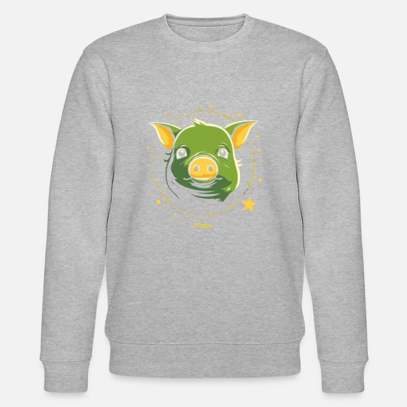 Cochon d'espace vert mignon - Sweat bio CHANGER Stanley/Stella Unisexe - gris chiné