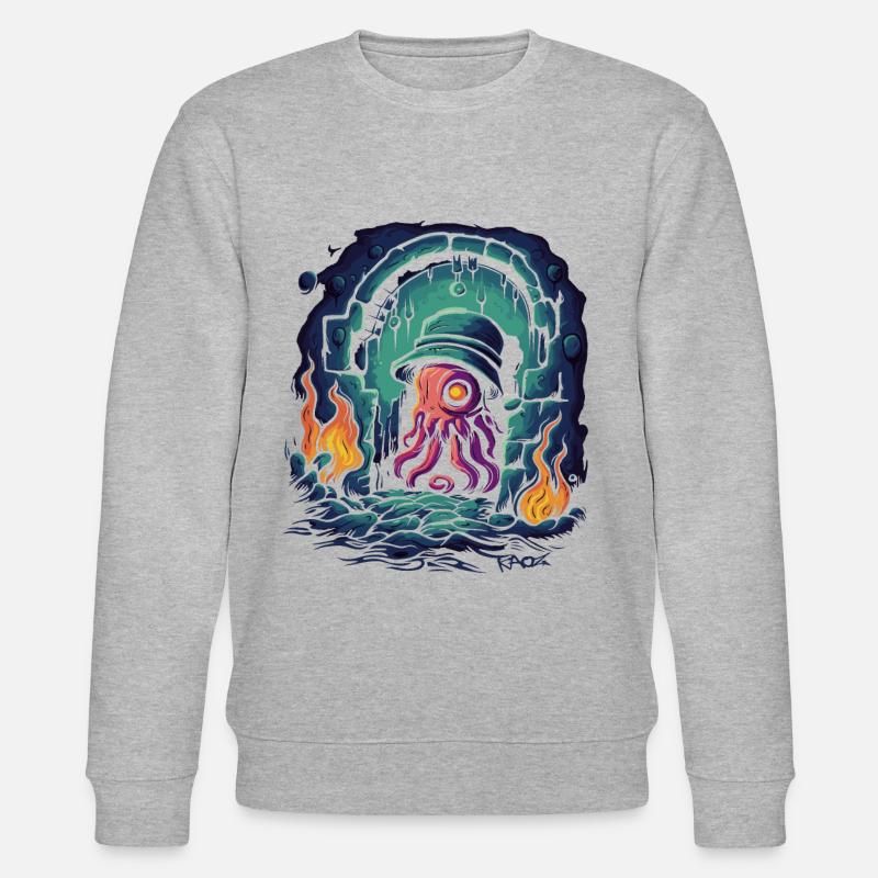 Deep Dark Dungeon Detective Octopus - Stanley/Stella CHANGER Unisex Organic Sweatshirt - heather grey