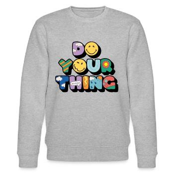 SmileyWorld Do Your Thing Bunte Buchstaben - Stanley/Stella Unisex Bio-Sweatshirt CHANGER  - Grau meliert - Vorne - Nik (191cm) & Marisol (170cm)