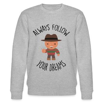 Freddy - Always follow your Dreams - Stanley/Stella CHANGER Unisex Organic Sweatshirt - heather grey - Front - Nik (191cm) & Marisol (170cm)