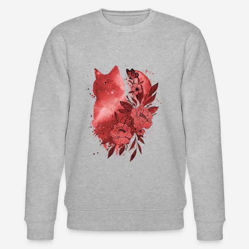 Cat Love with Flowers - Stanley/Stella Unisex Bio-Sweatshirt CHANGER  - Grau meliert