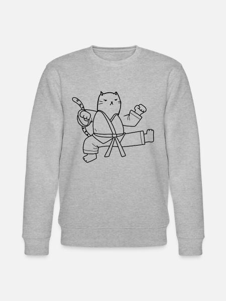 A funny karate cat - Stanley/Stella CHANGER Unisex Organic Sweatshirt - heather grey