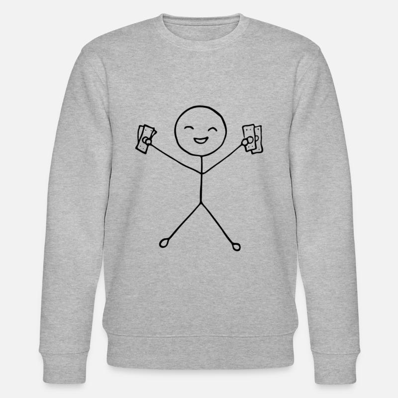 Stickman heureux avec de l’argent - Sweat bio CHANGER Stanley/Stella Unisexe - gris chiné
