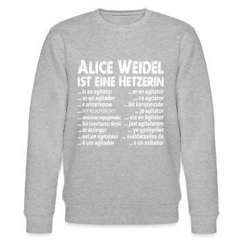 Hetzerin Alice Weidel - Stanley/Stella Unisex Bio-Sweatshirt CHANGER  - Grau meliert - Vorne - Nik (191cm) & Marisol (170cm)