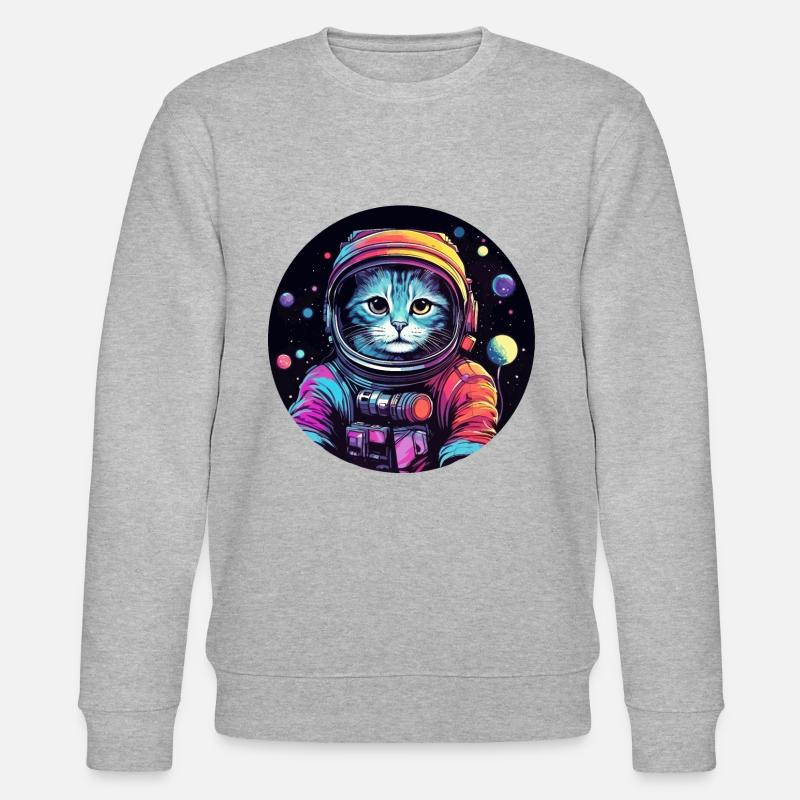Katze Space Astronaut - Stanley/Stella Unisex Bio-Sweatshirt CHANGER  - Grau meliert