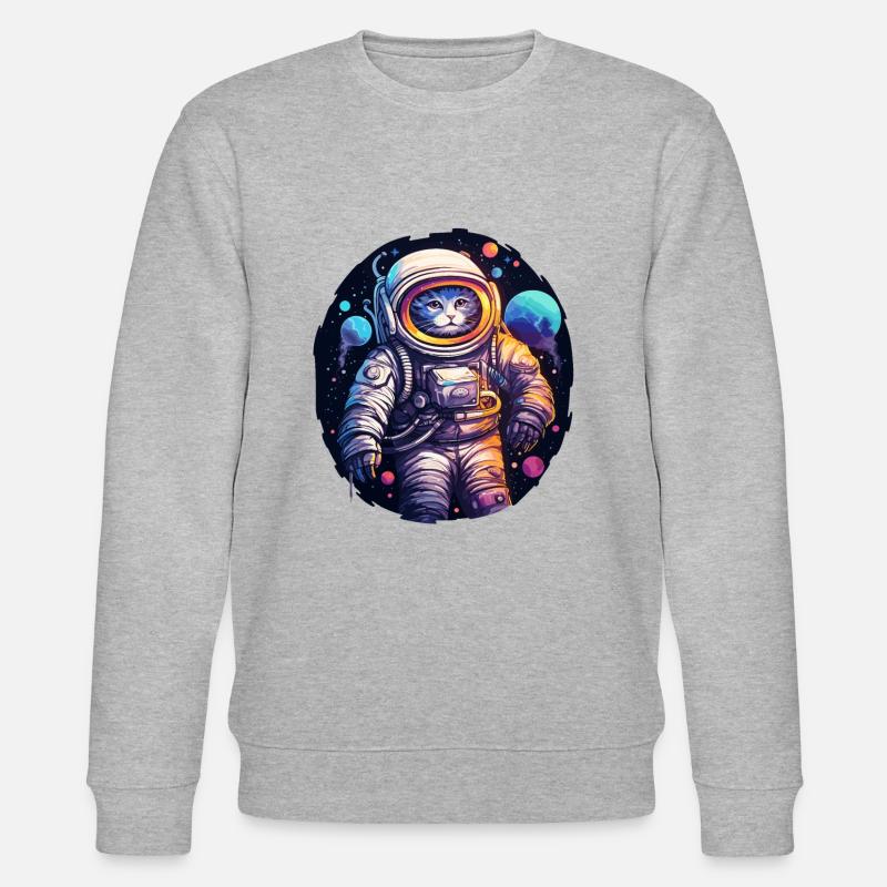 Cat Space Astronaut Universe - Stanley/Stella CHANGER Unisex Organic Sweatshirt - heather grey