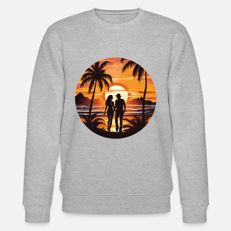 Plage Coucher de soleil - Sweat bio CHANGER Stanley/Stella Unisexe - gris chiné