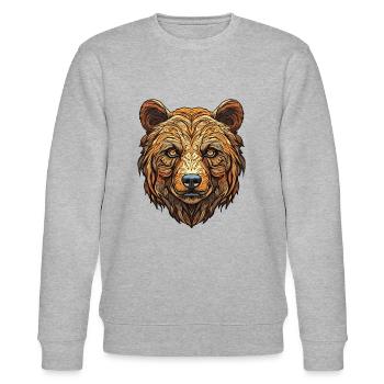 Grizzly Bear Face - Wilderness Emblem - Stanley/Stella CHANGER Unisex Organic Sweatshirt - heather grey - Front - Nik (191cm) & Marisol (170cm)