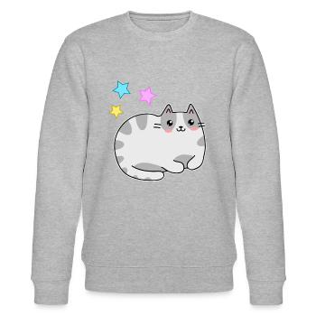 Cute kawaii cat and stars - kawaii - Stanley/Stella CHANGER Unisex Organic Sweatshirt - heather grey - Front - Nik (191cm) & Marisol (170cm)