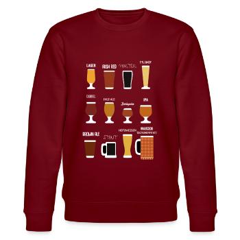 Verschiedenen Biersorten - Craft Beer - Stanley/Stella Unisex Bio-Sweatshirt CHANGER  - Burgunderrot - Vorne - Nik (191cm) & Marisol (170cm)
