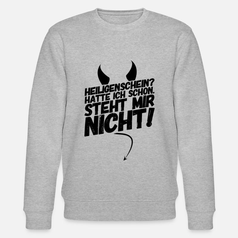 Heiligenschein Teufel Sprüche - Stanley/Stella Unisex Bio-Sweatshirt CHANGER  - Grau meliert