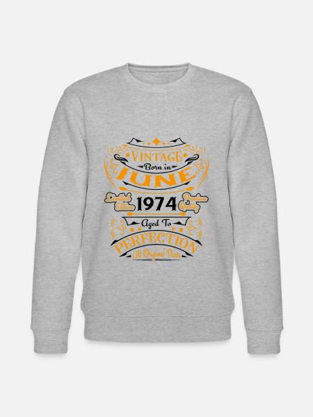 Vintage Retro juni 1974 verjaardagscadeau - Stanley/Stella Uniseks bio-sweatshirt CHANGER  - grijs gemêleerd