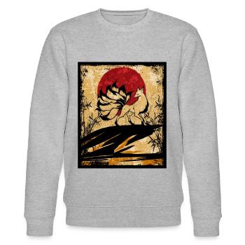 Neunschwänziger Fuchs Japanische Retro Kunst - Stanley/Stella Unisex Bio-Sweatshirt CHANGER  - Grau meliert - Vorne - Nik (191cm) & Marisol (170cm)