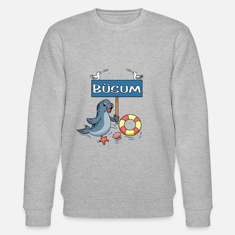 Moin Moin - Seebad Büsum - Stanley/Stella Unisex Bio-Sweatshirt CHANGER  - Grau meliert