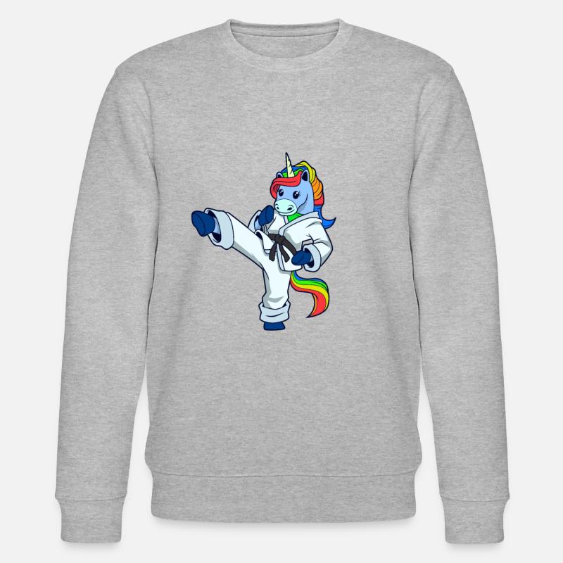 Comic Einhorn macht Karate - Stanley/Stella Unisex Bio-Sweatshirt CHANGER  - Grau meliert