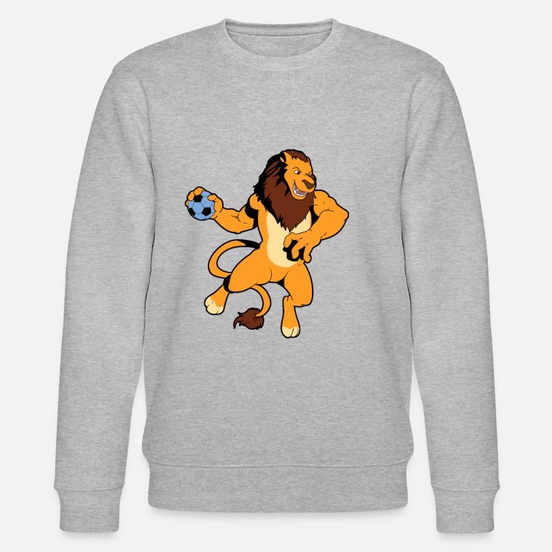 Comic Löwe spielt Handball - Stanley/Stella Unisex Bio-Sweatshirt CHANGER  - Grau meliert