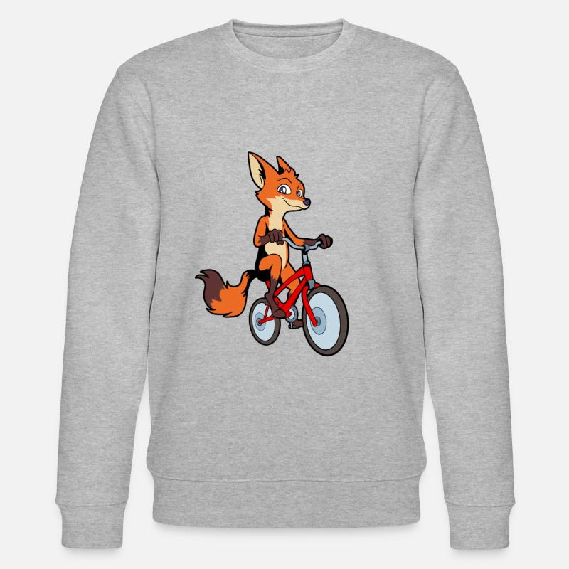 Comic Fuchs rides a bicycle - Stanley/Stella CHANGER Unisex Organic Sweatshirt - heather grey