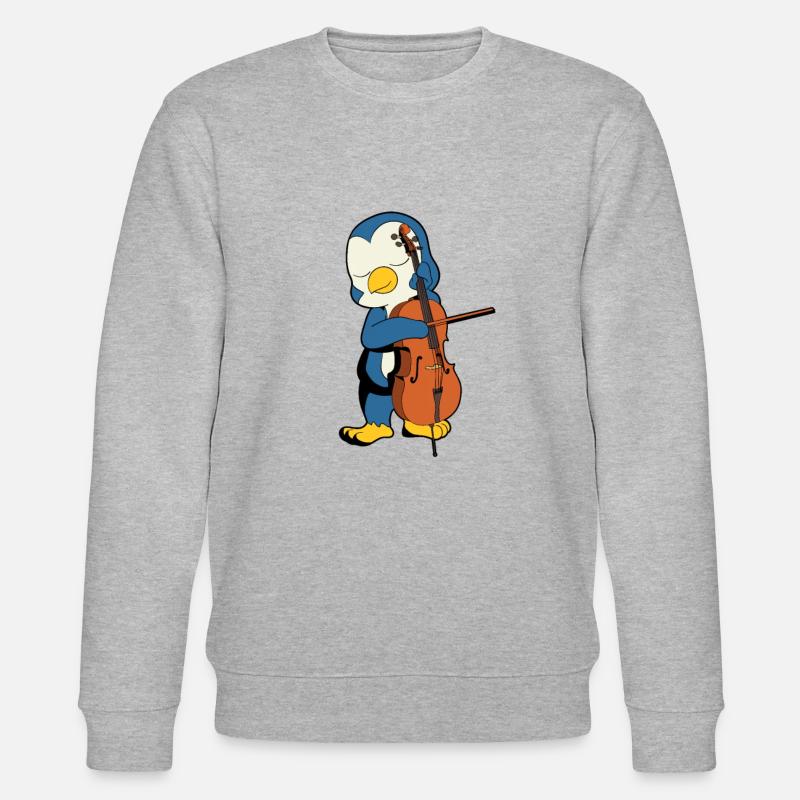 Comic Penguin joue du violoncelle - Sweat bio CHANGER Stanley/Stella Unisexe - gris chiné
