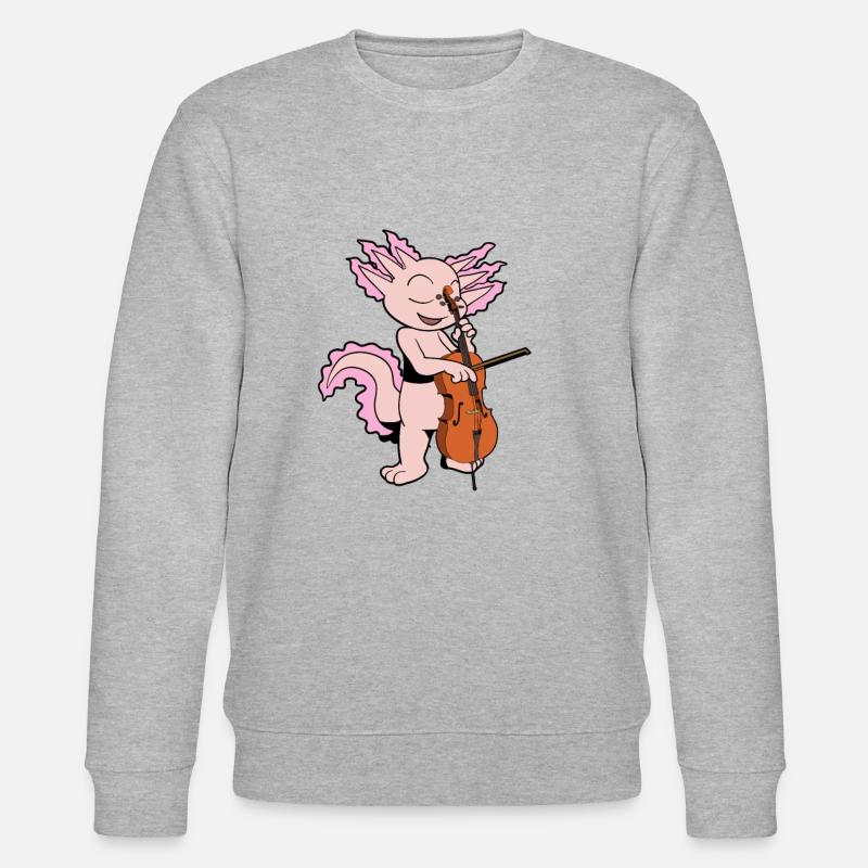 Comic Axolotl spielt Cello - Stanley/Stella Unisex Bio-Sweatshirt CHANGER  - Grau meliert