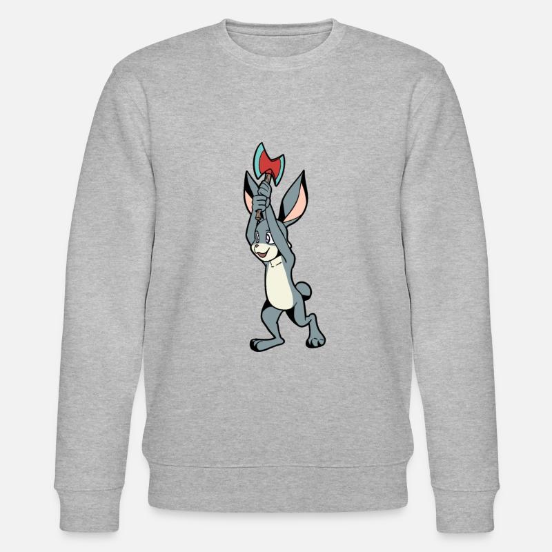 Axe Throwing Rabbit - Axe Throwing - Stanley/Stella CHANGER Unisex Organic Sweatshirt - heather grey
