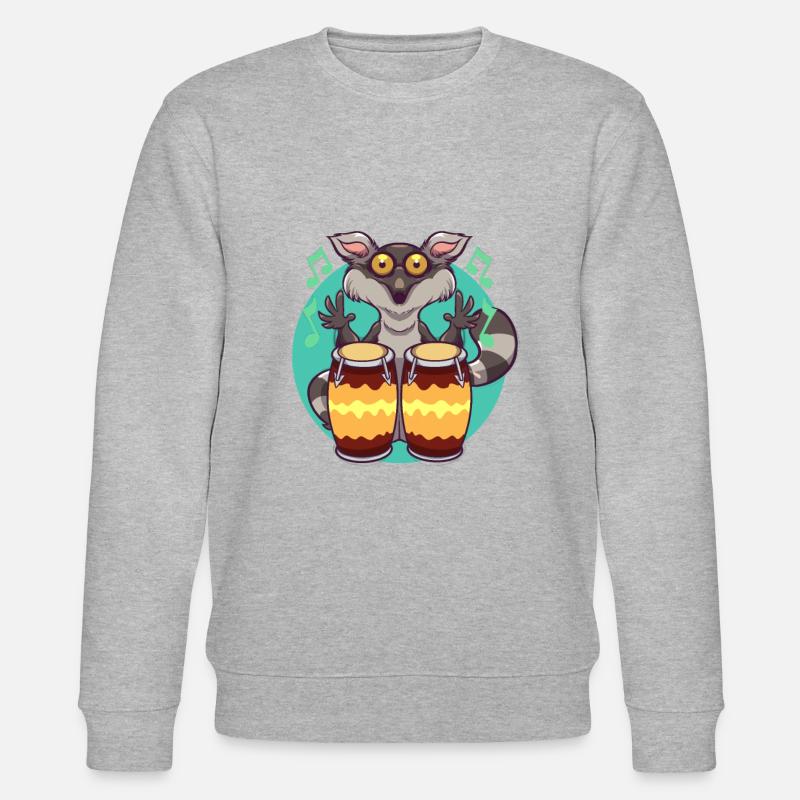 Comic Lemur spielt Percussion - Stanley/Stella Unisex Bio-Sweatshirt CHANGER  - Grau meliert