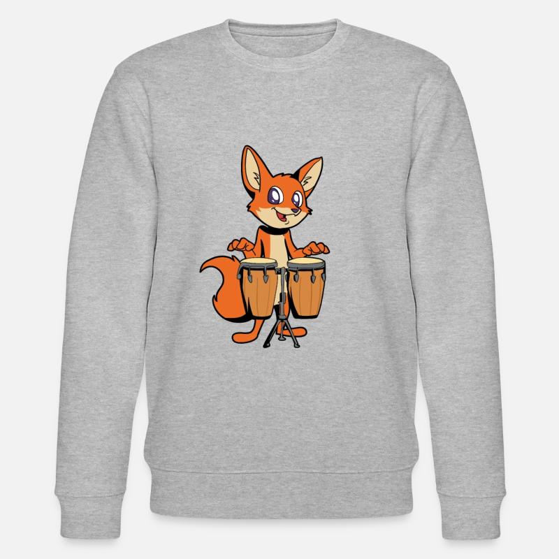 Comic Fuchs joue des percussions - Sweat bio CHANGER Stanley/Stella Unisexe - gris chiné