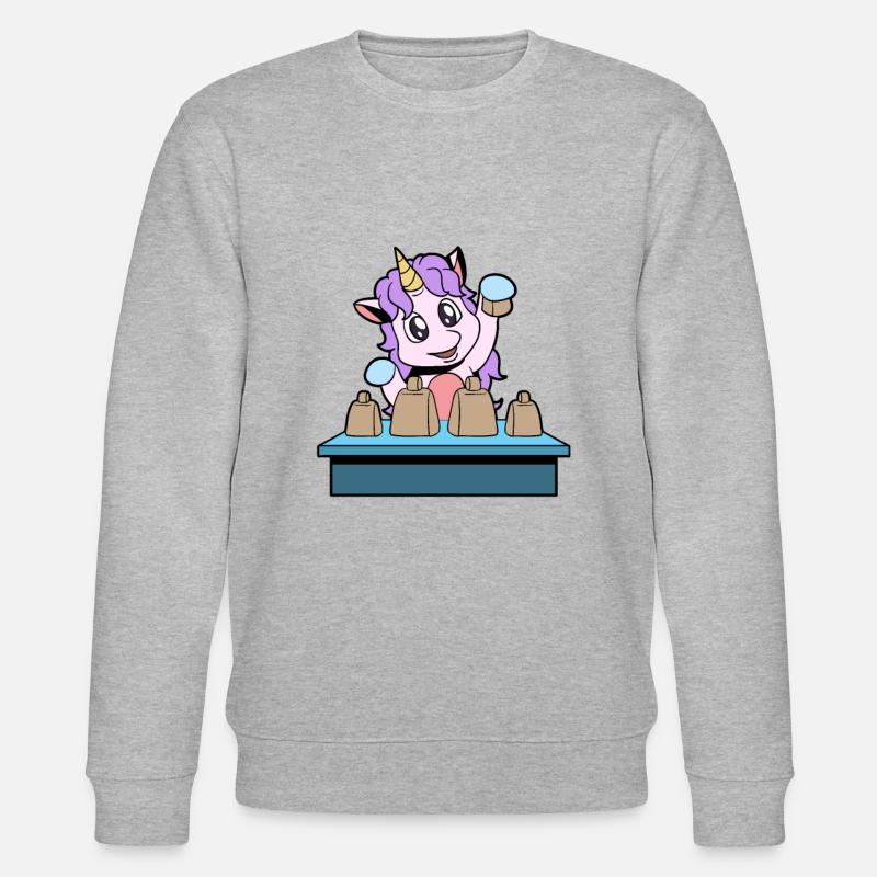 Comic Einhorn spielt Kuhglocken - Stanley/Stella Unisex Bio-Sweatshirt CHANGER  - Grau meliert