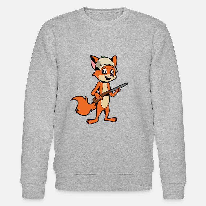 Fuchs mit Gewehr - Jäger - Stanley/Stella Unisex Bio-Sweatshirt CHANGER  - Grau meliert