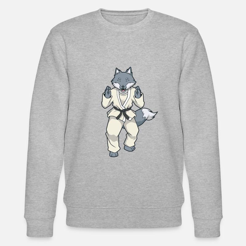 Comic Wolf makes judo - Stanley/Stella CHANGER Unisex Organic Sweatshirt - heather grey