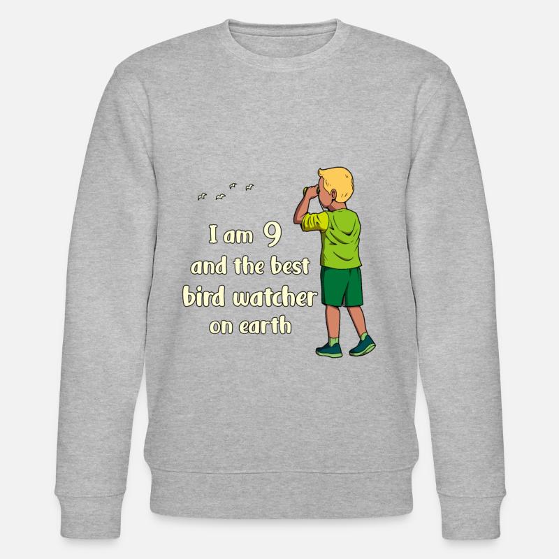 Ich bin 9 - Jungen Vogelbeobachtung - Stanley/Stella Unisex Bio-Sweatshirt CHANGER - Grau meliert