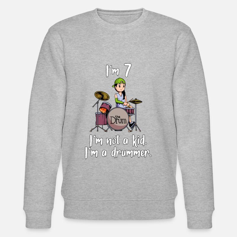 Ich bin 7 - Mädchen Schlagzeuger - Stanley/Stella Unisex Bio-Sweatshirt CHANGER  - Grau meliert