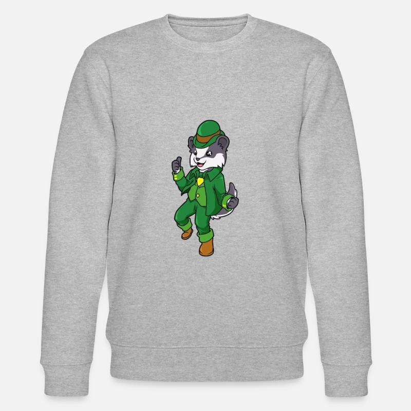Dachs Leprechaun - St Patricks Dachs - Stanley/Stella Unisex Bio-Sweatshirt CHANGER  - Grau meliert