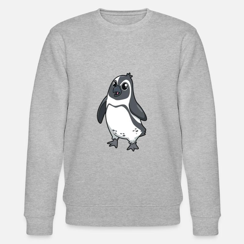 Kawaii Brillenpinguin - Stanley/Stella Unisex Bio-Sweatshirt CHANGER  - Grau meliert