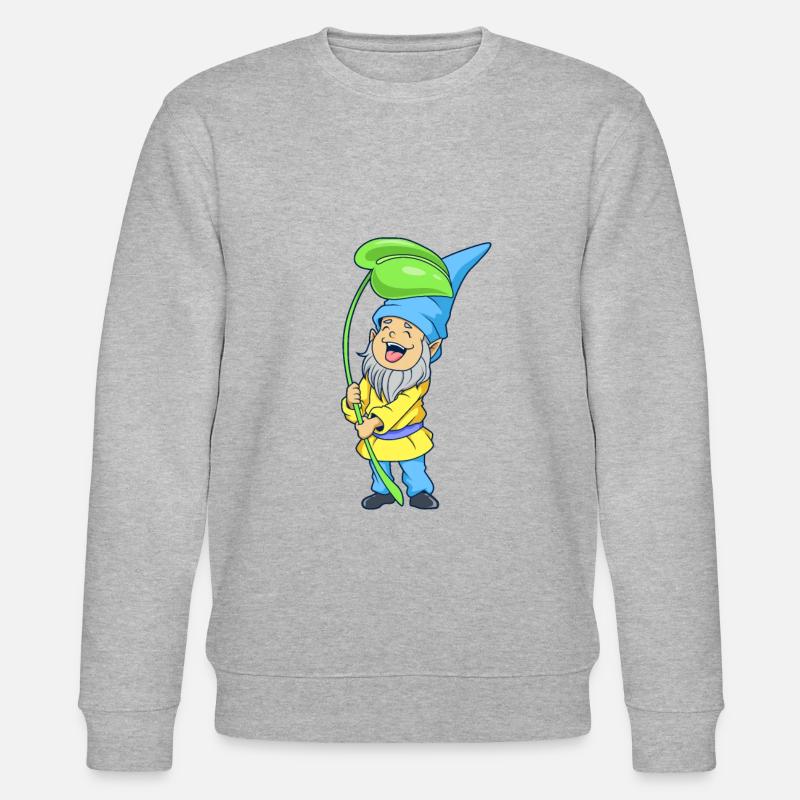Gartenzwerg mit Blatt - Stanley/Stella Unisex Bio-Sweatshirt CHANGER  - Grau meliert