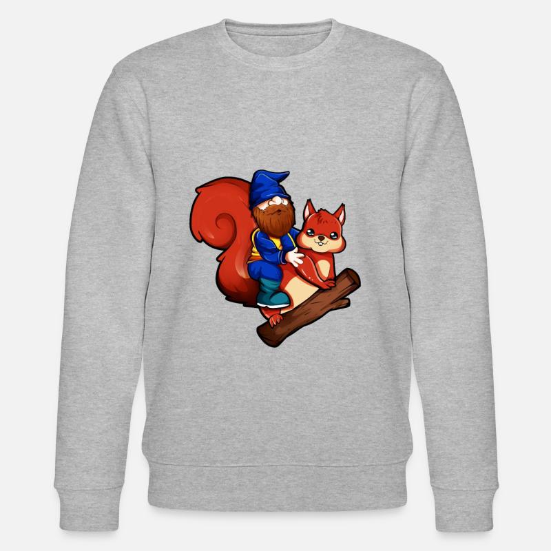 Gartenzwerg reitet Eichhörnchen - Stanley/Stella Unisex Bio-Sweatshirt CHANGER  - Grau meliert