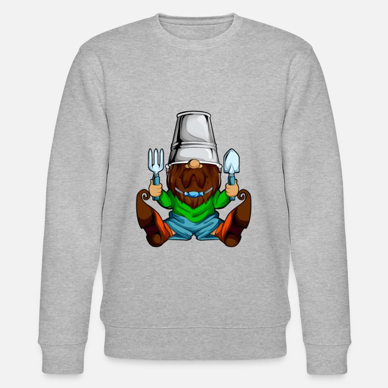 Gartenzwerg bei der Gartenarbeit - Stanley/Stella Unisex Bio-Sweatshirt CHANGER  - Grau meliert