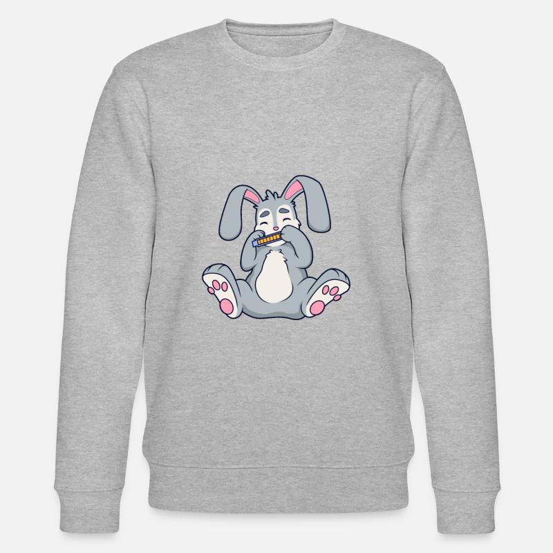 Rabbit plays harmonica - Stanley/Stella CHANGER Unisex Organic Sweatshirt - heather grey