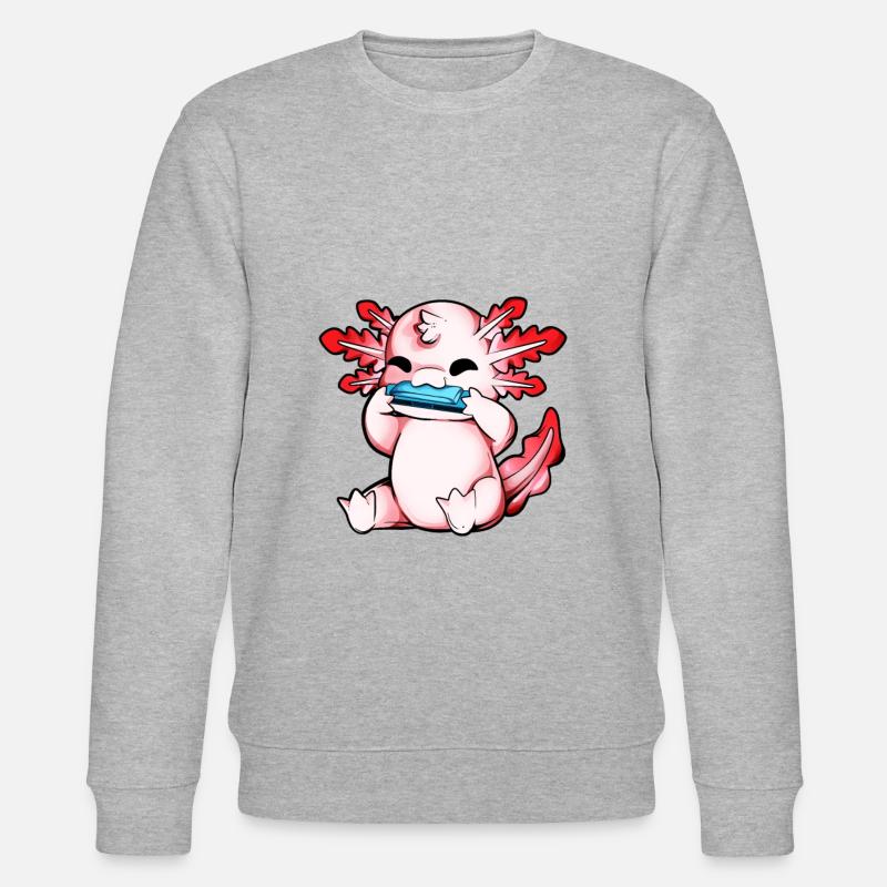 Axolotl joue de l’harmonica - Sweat bio CHANGER Stanley/Stella Unisexe - gris chiné