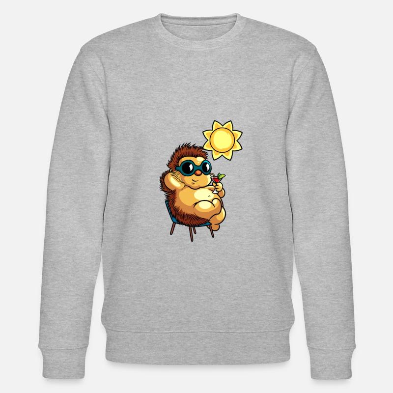Comic Igel genießt einen Cocktail - Stanley/Stella Unisex Bio-Sweatshirt CHANGER  - Grau meliert