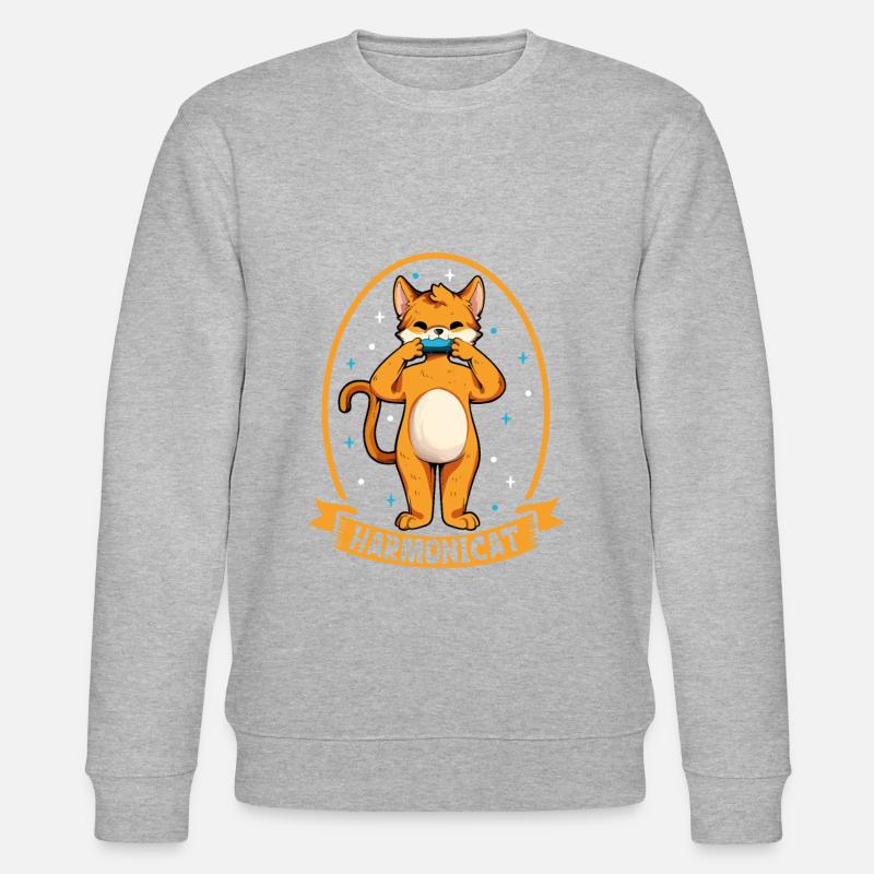 Harmonicat - Chat avec harmonica - Sweat bio CHANGER Stanley/Stella Unisexe - gris chiné