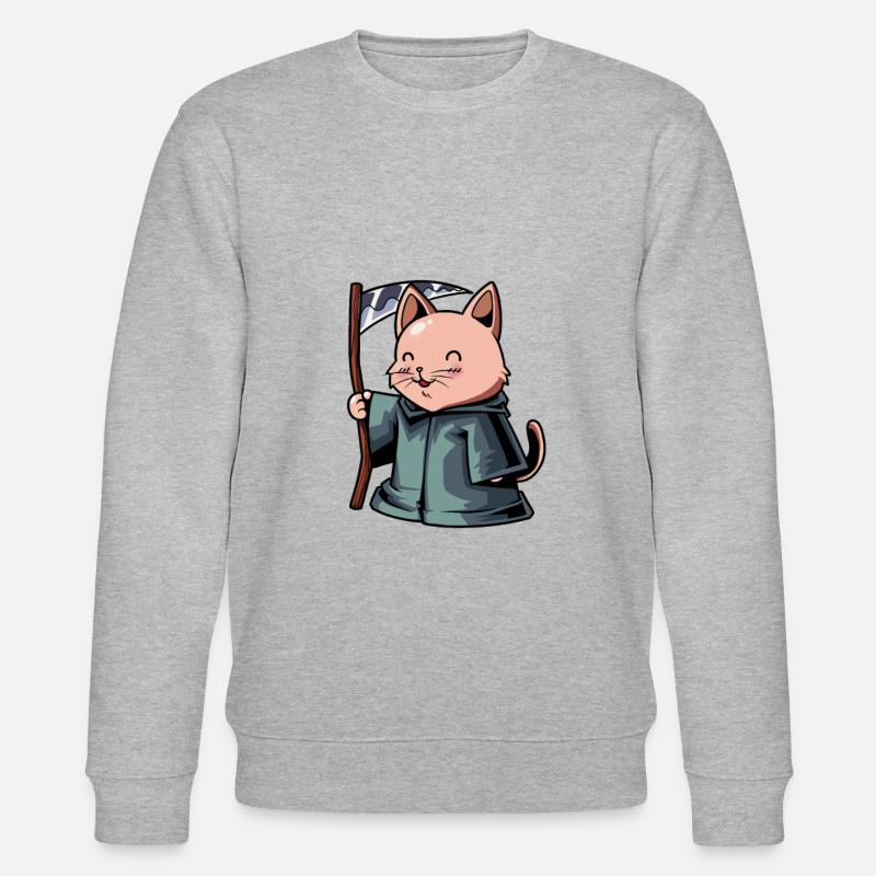 Mignon Chat Grim Reaper - Sweat bio CHANGER Stanley/Stella Unisexe - gris chiné